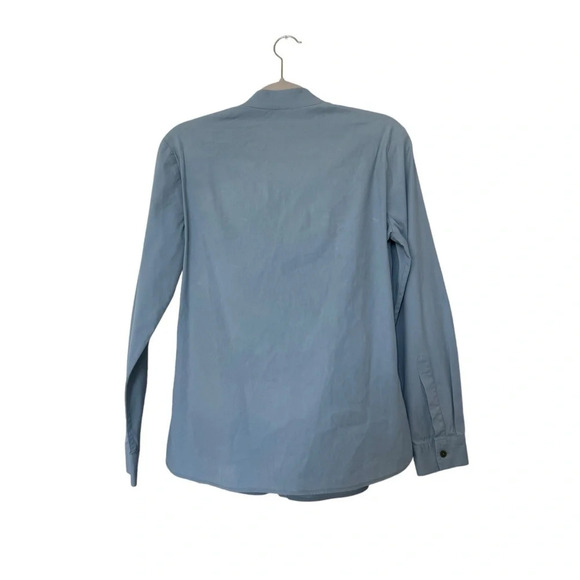 Piazza Sempione Light Blue Ruffle Button Down Shirt Blouse Made in Italy Sz M/8 - Picture 11 of 16